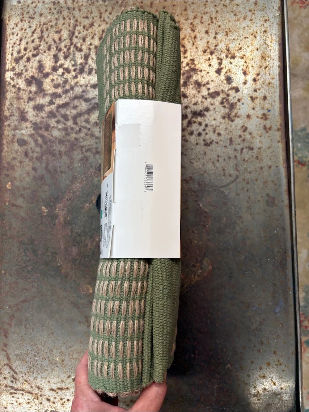 Better Homes And Gardens Jute Dark Cilantro Green Woven Table Runner. NWT. 14x90